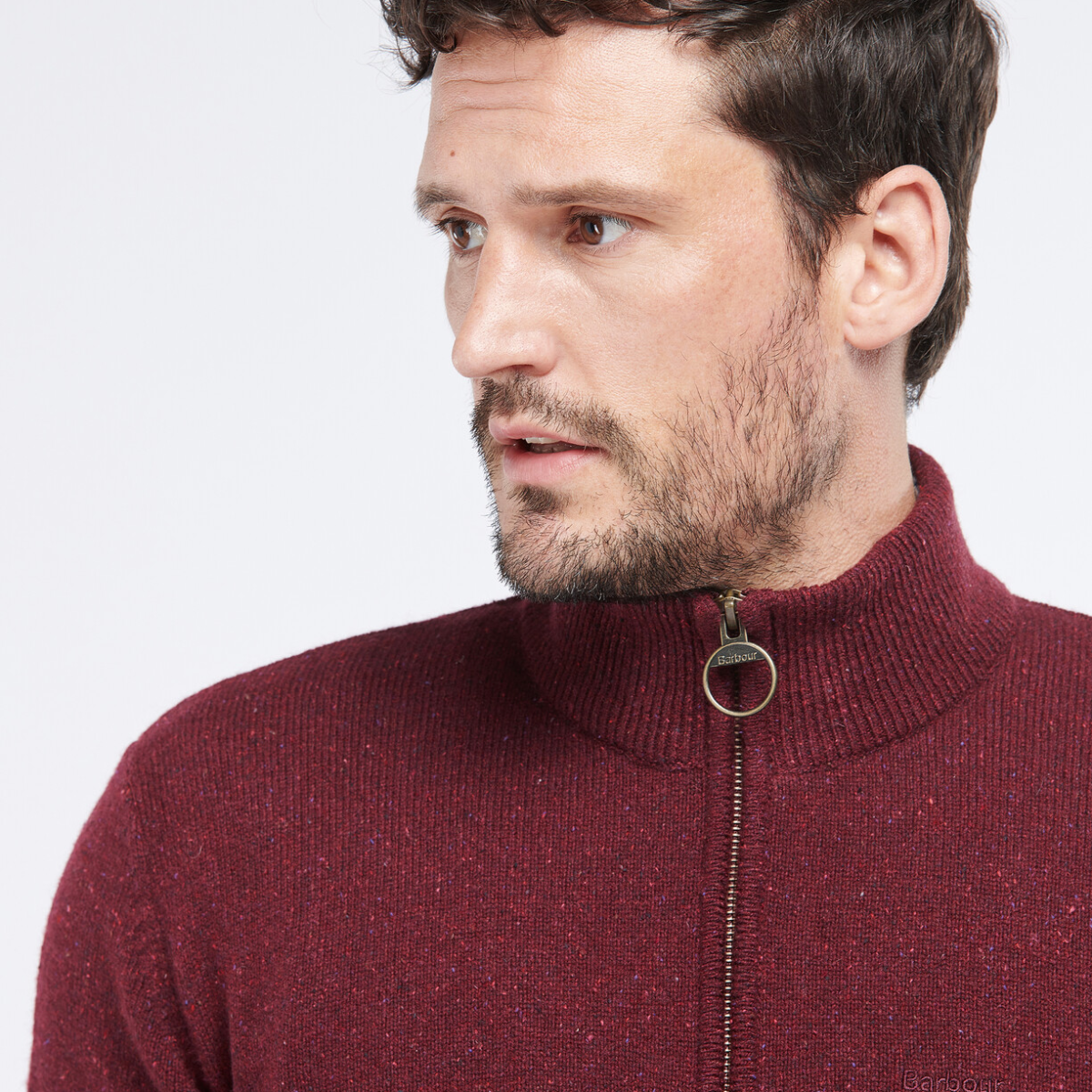 Barbour Tisbury Half Zip Men's Jumper | Ruby
