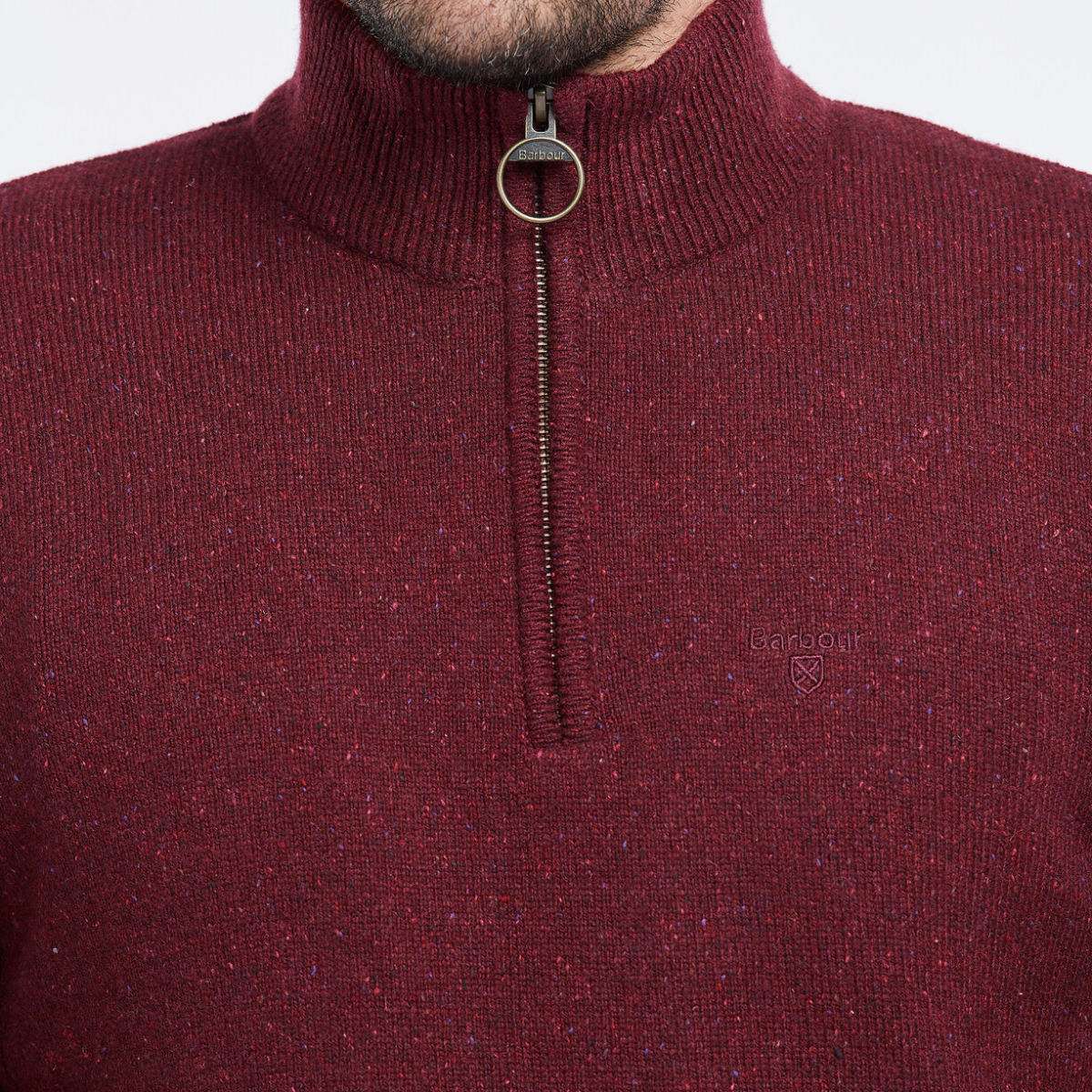Barbour Tisbury Half Zip Men's Jumper | Ruby