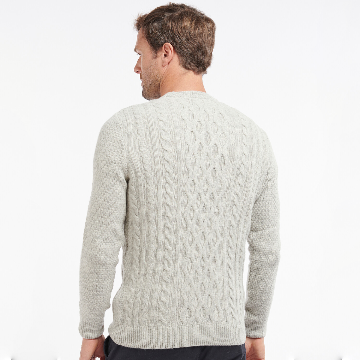 Barbour Chunky Cable Crew Men's Jumper | Fog