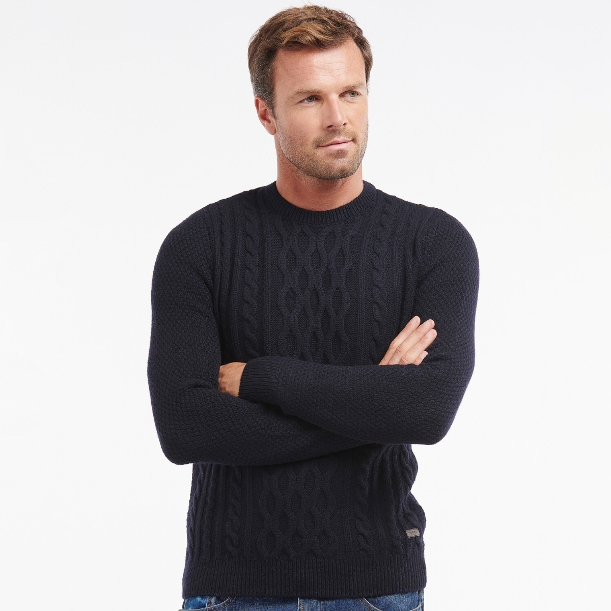 Barbour Chunky Cable Crew Men's Jumper | Navy