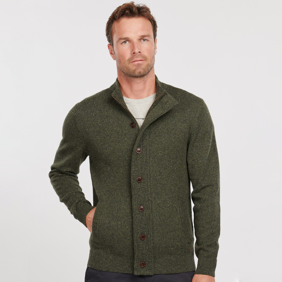 Barbour Tisbury Zip-Through Men's Cardigan | Dark Seaweed