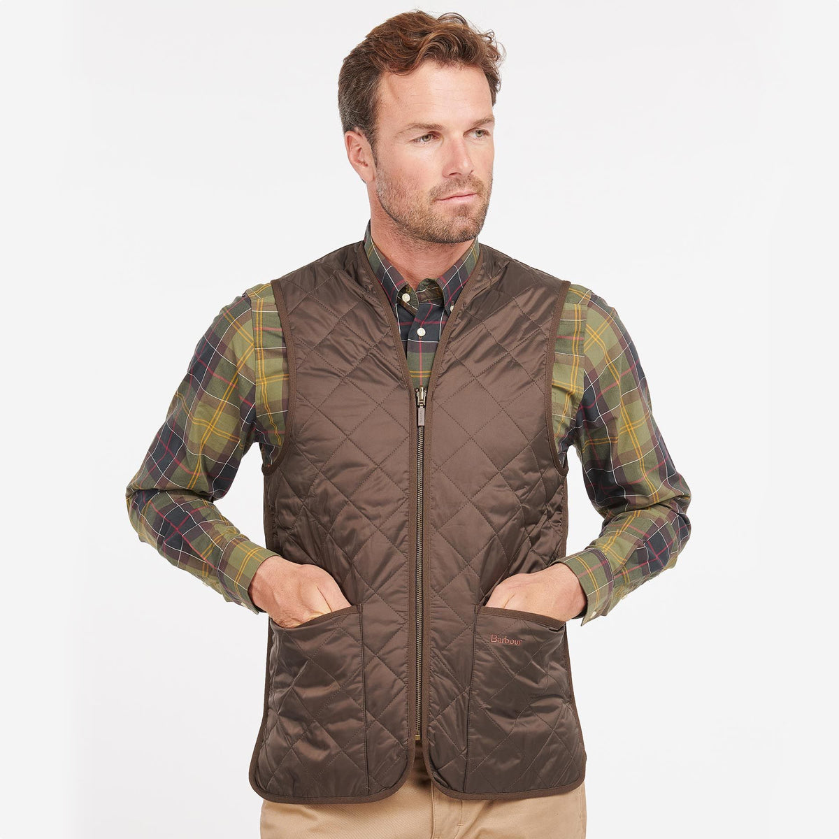 Barbour Zip-In Liner Quilted Men's Gilet | Rustic (Muted Lining)