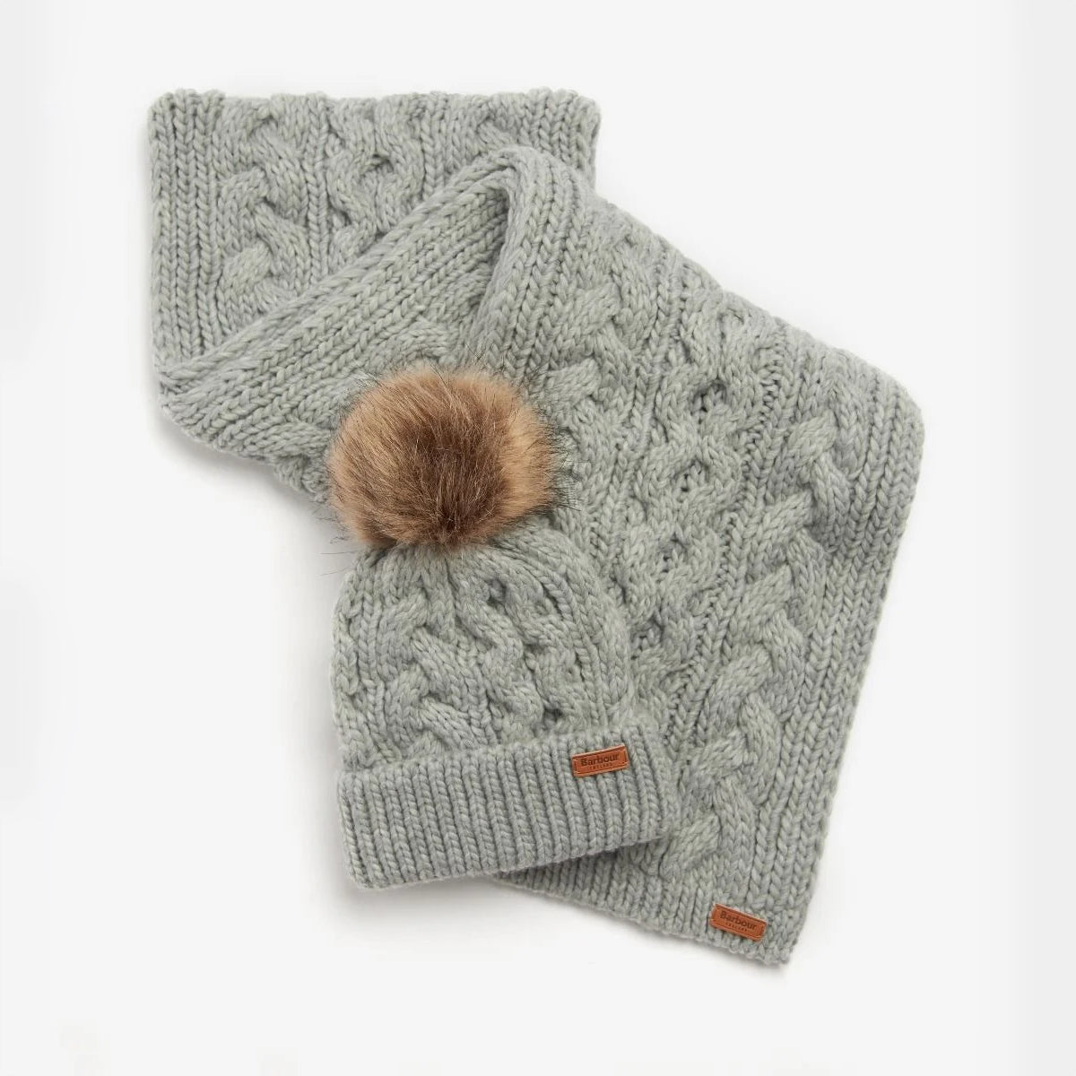 Barbour Penshaw Beanie & Scarf Set | Grey