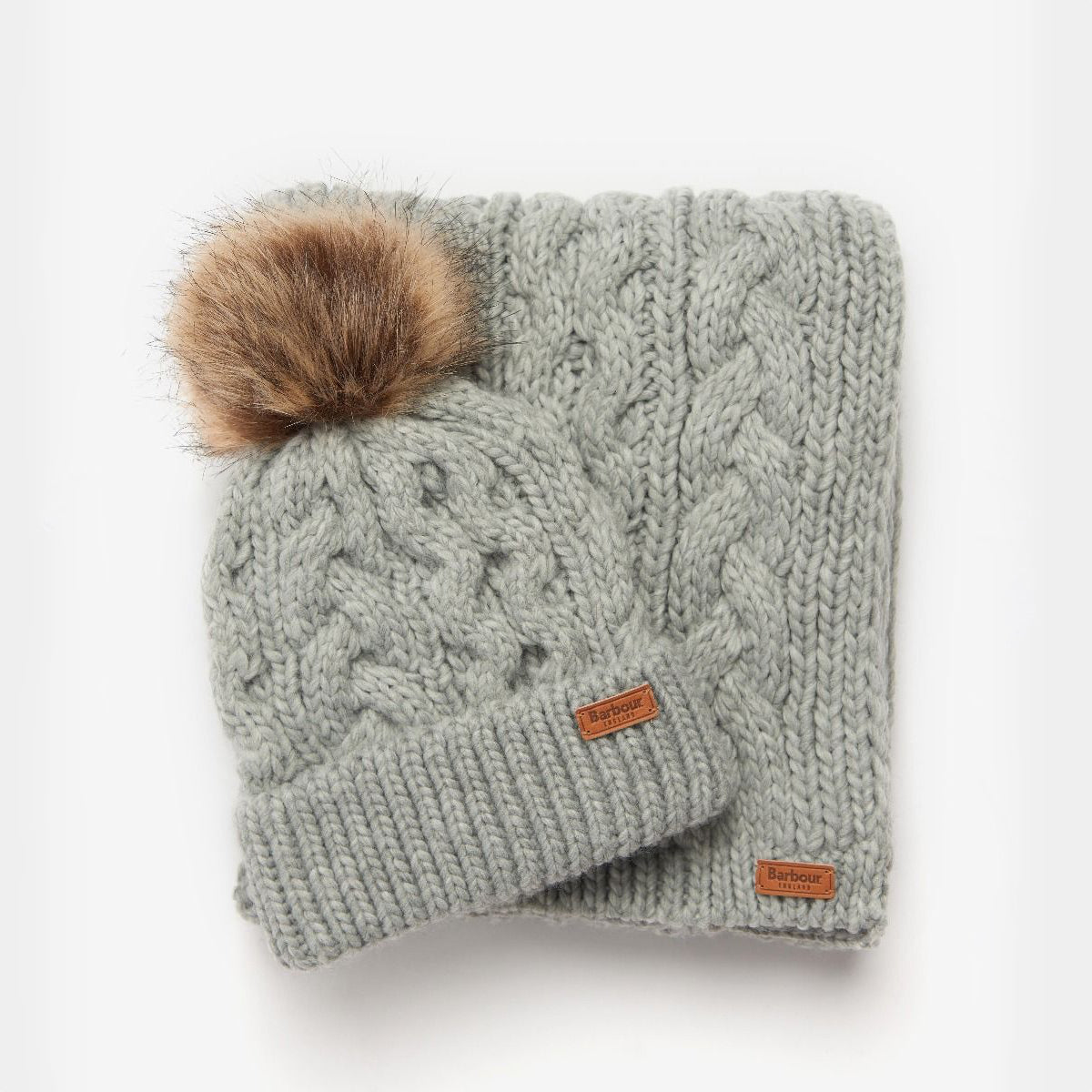 Barbour Penshaw Beanie & Scarf Set | Grey