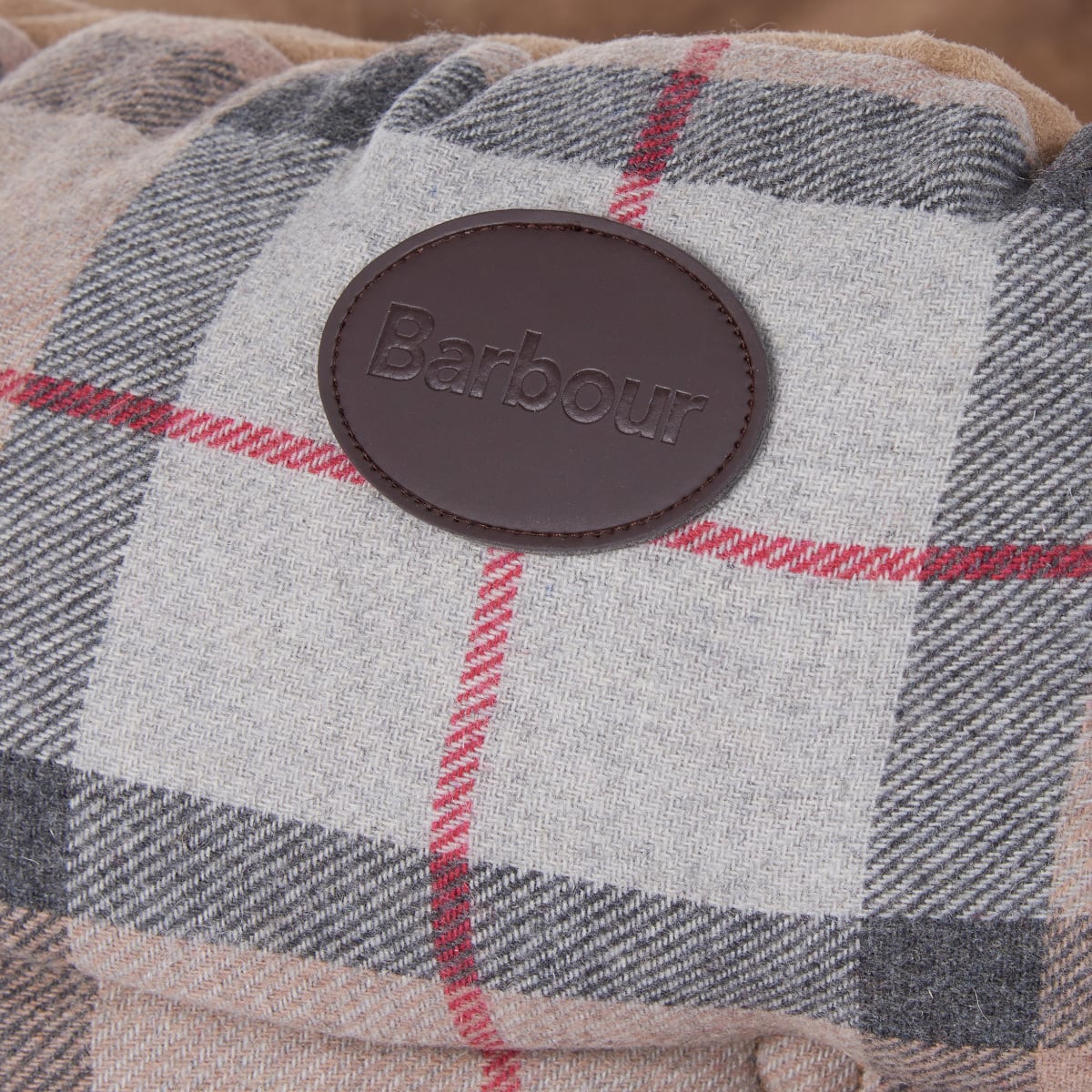 Barbour Luxury Dog Bed 24 Inch Taupe/Pink Tartan