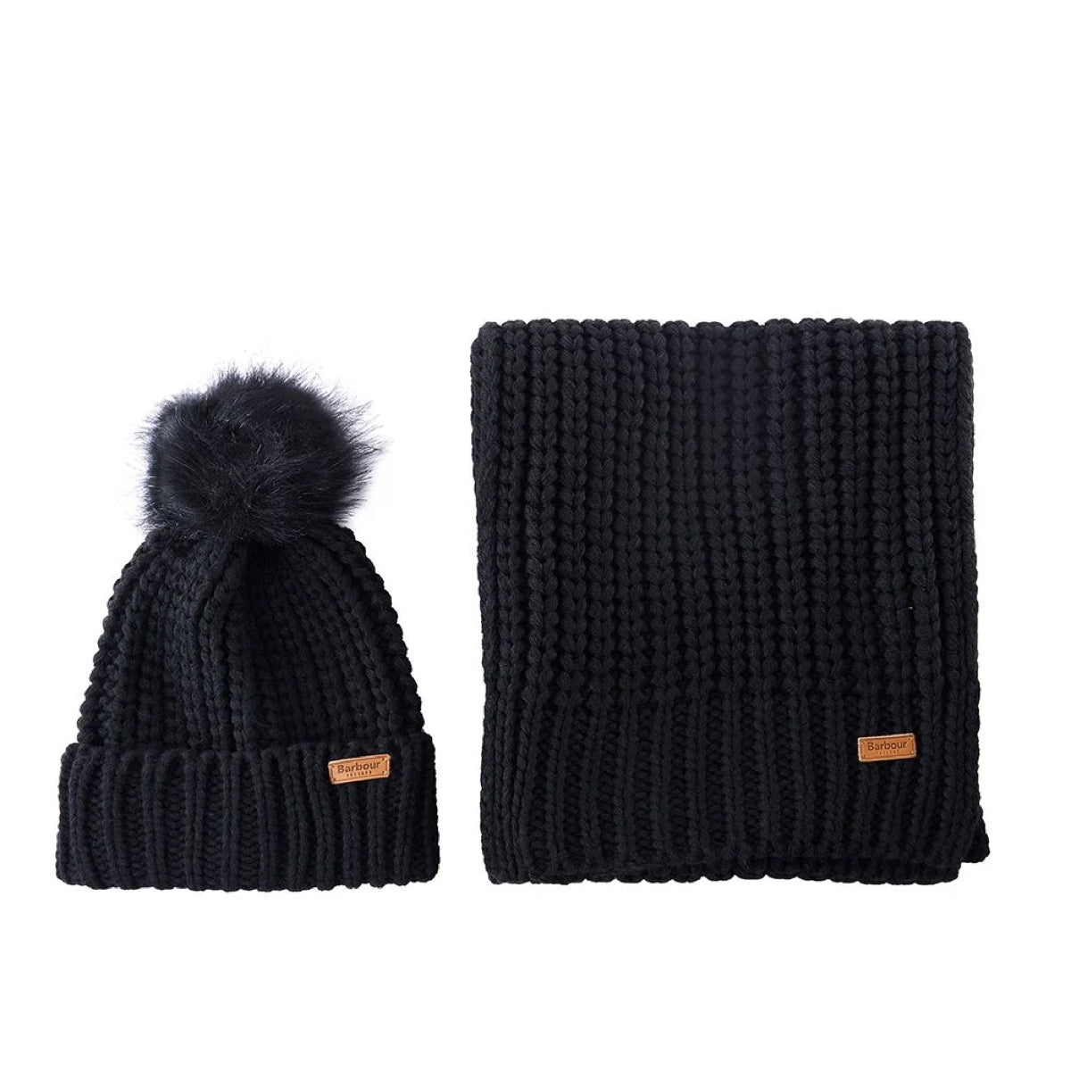 Barbour Saltburn Beanie & Scarf Set | Black