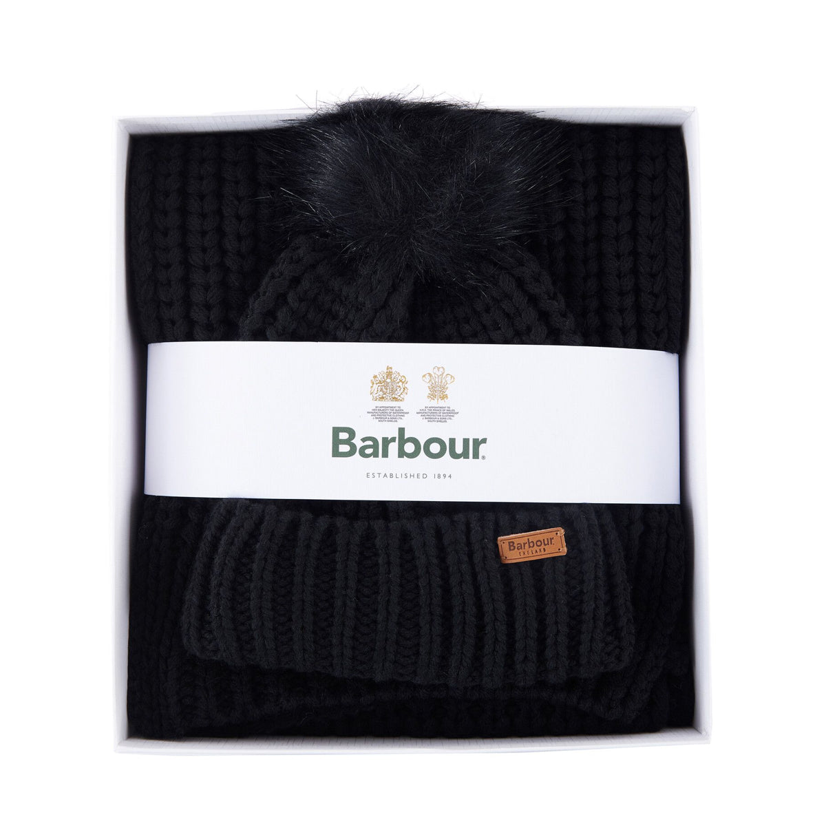 Barbour Saltburn Beanie & Scarf Set | Black