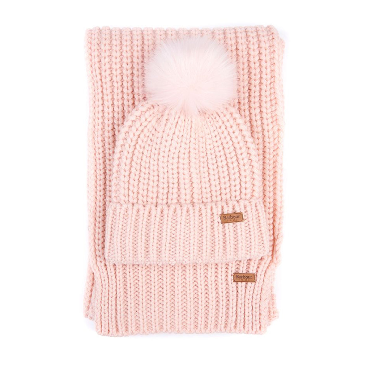 Barbour Saltburn Beanie & Scarf Set | Pink