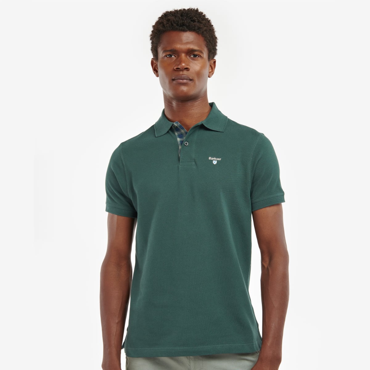 Barbour Tartan Pique Men's Polo Shirt | Green Gables