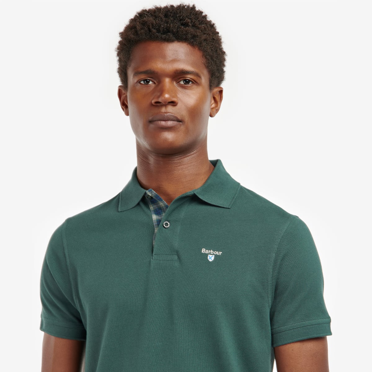 Barbour Tartan Pique Men's Polo Shirt | Green Gables