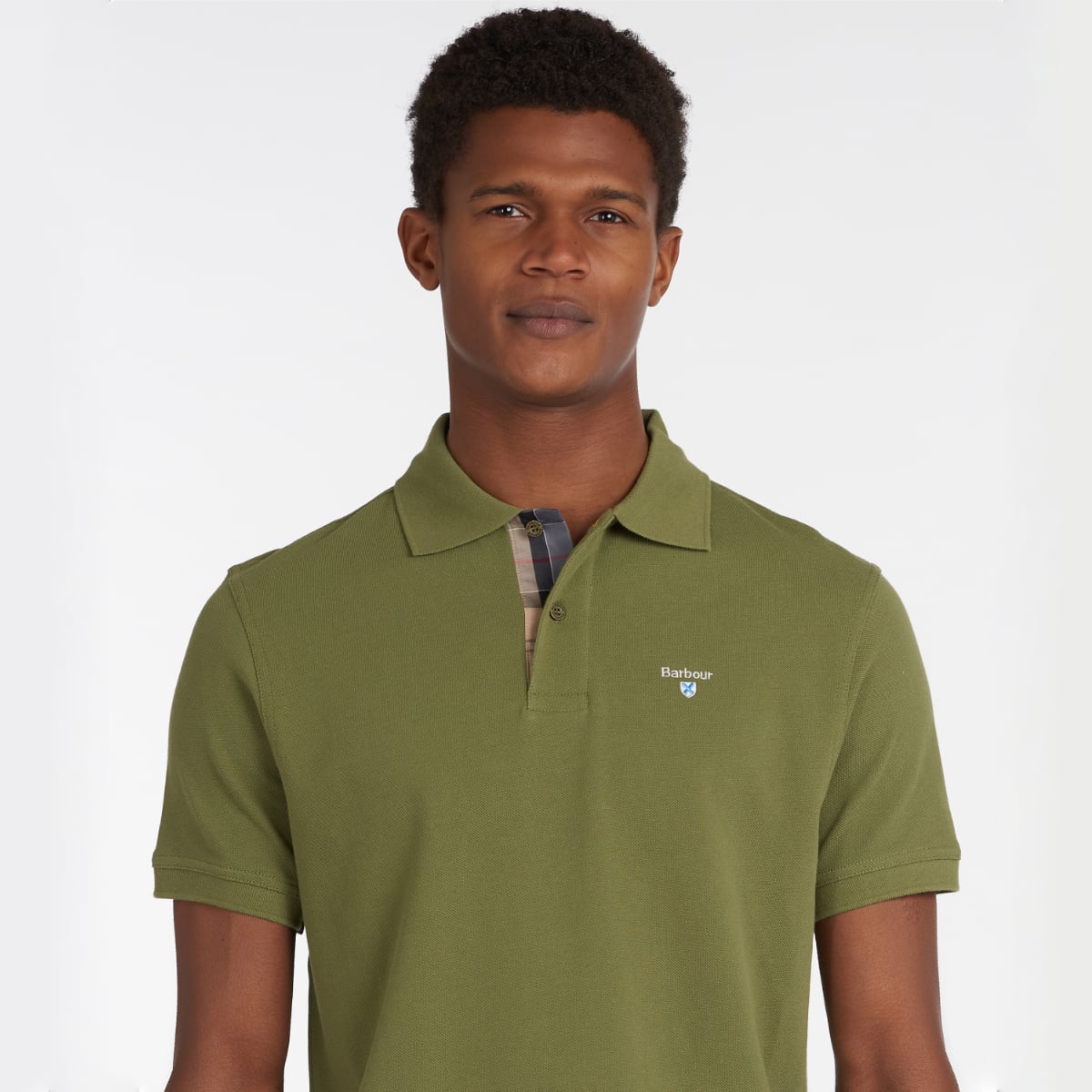 Barbour Tartan Pique Men's Polo Shirt | Burnt Olive