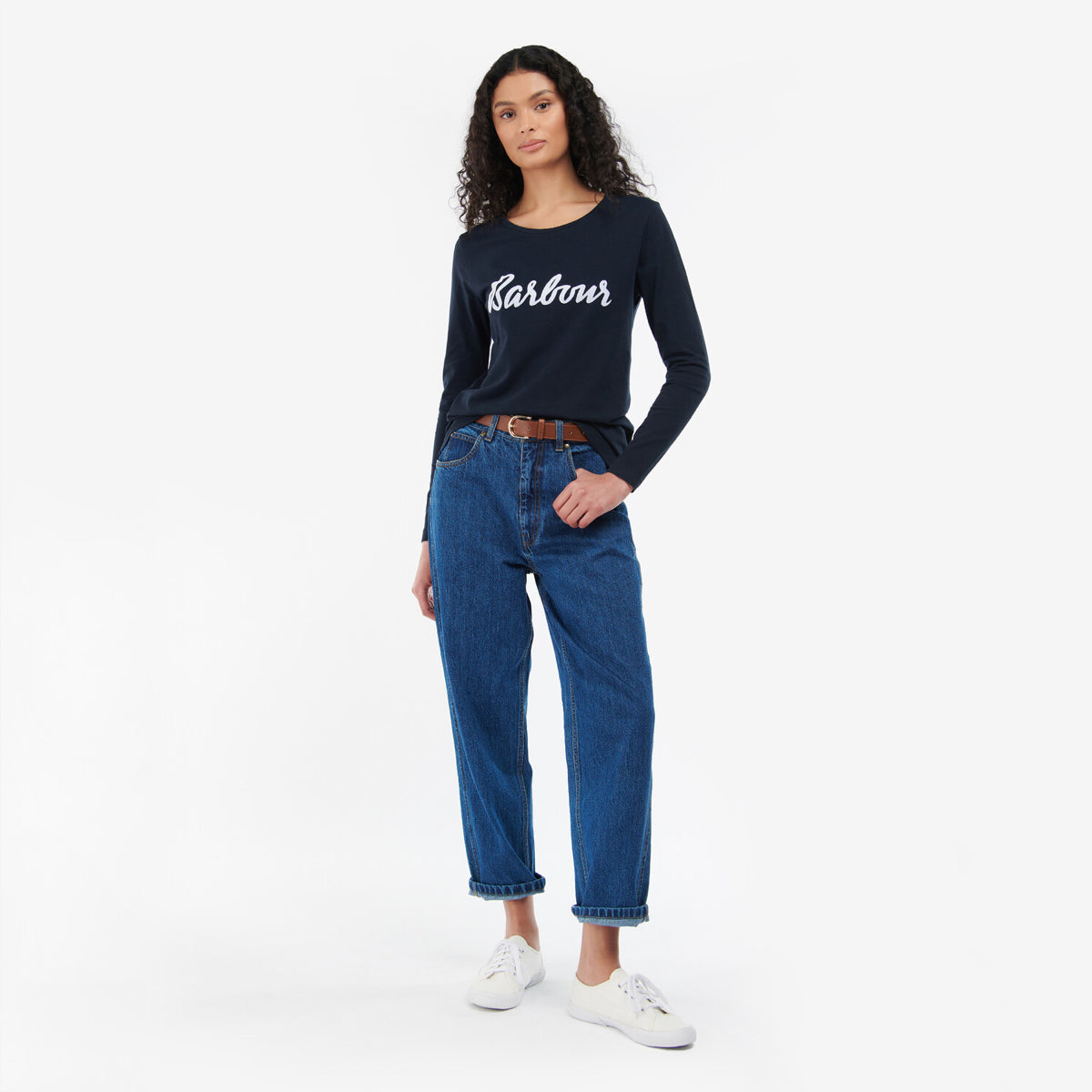 Barbour Otterburn Women's L/S Tee | Navy (White logo)