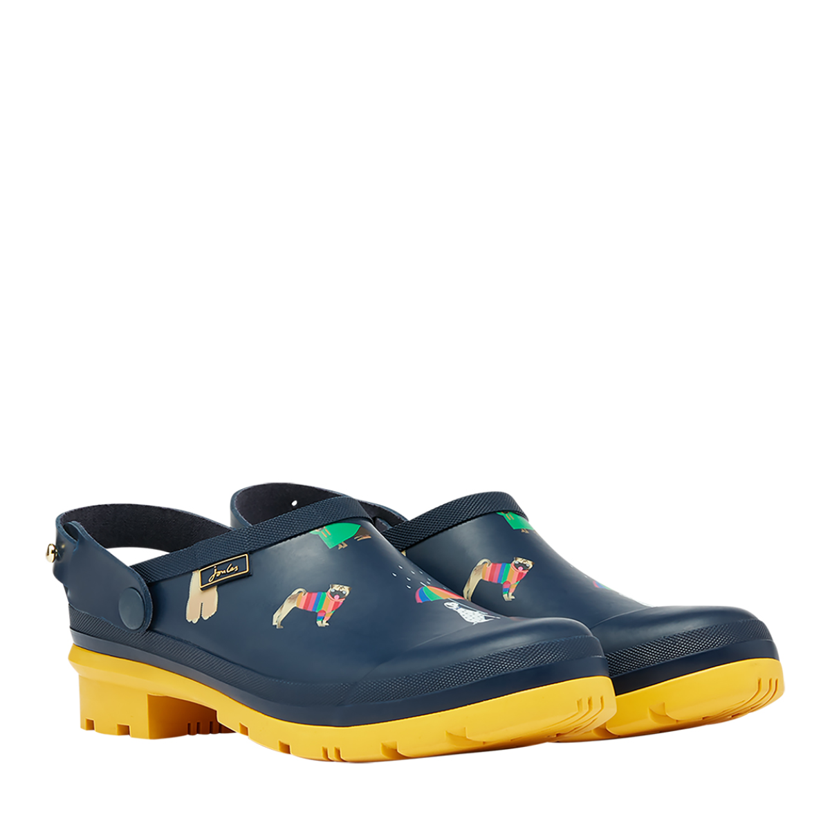 Joules Women's Welly Clog with Back Strap | Navy Rainbow Dog