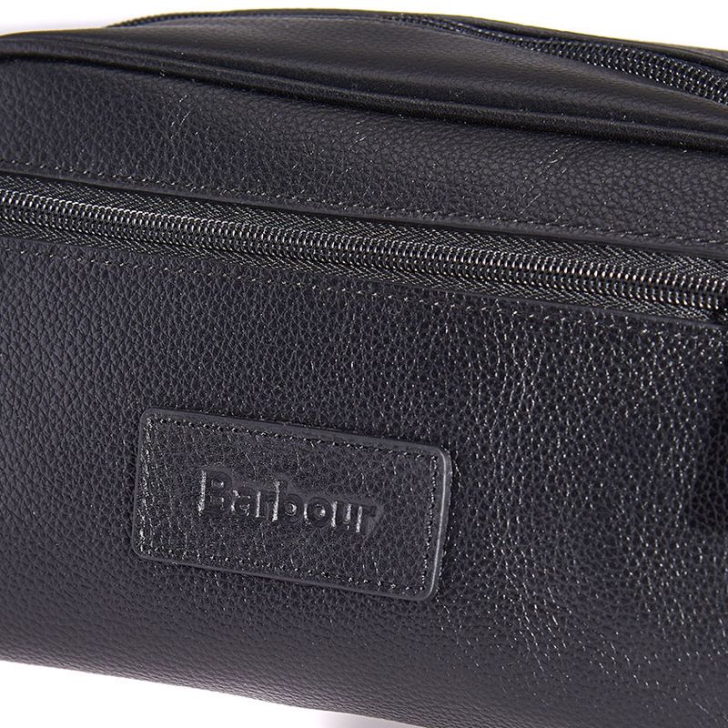 Barbour Leather Washbag | Black