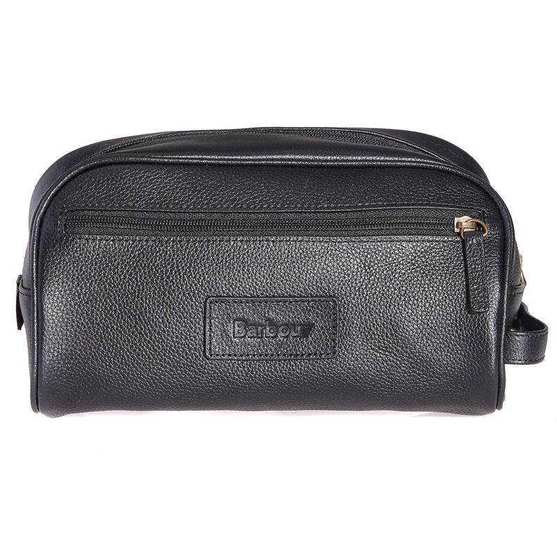 Barbour Leather Washbag | Black