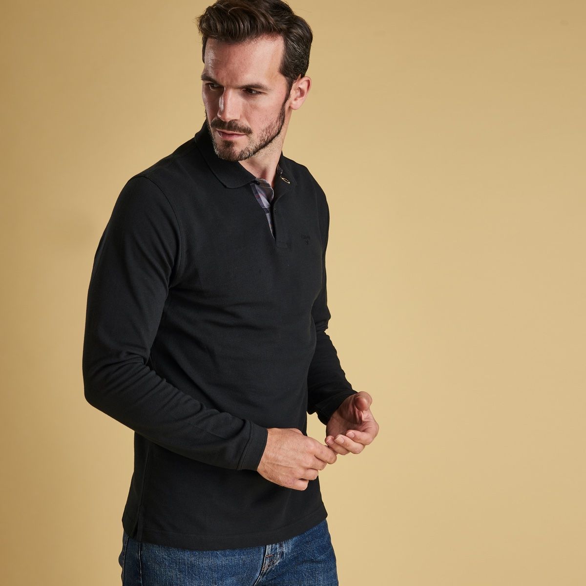 Barbour Long Sleeve Men's Sports Polo | Black