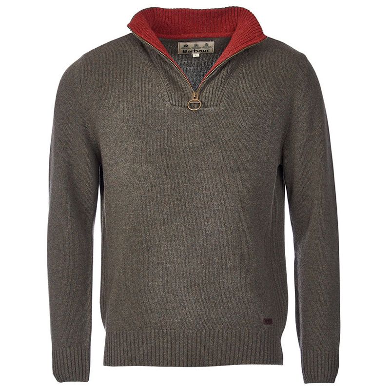 Barbour Nelson Essential Half Zip Men's Jumper | Seaweed