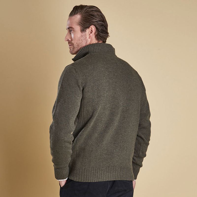 Barbour Nelson Essential Half Zip Men's Jumper | Seaweed