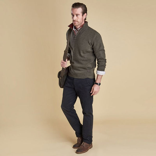 Barbour Nelson Essential Half Zip Men's Jumper Seaweed