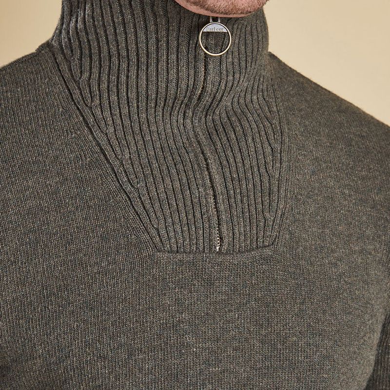 Barbour Nelson Essential Half Zip Men's Jumper | Seaweed