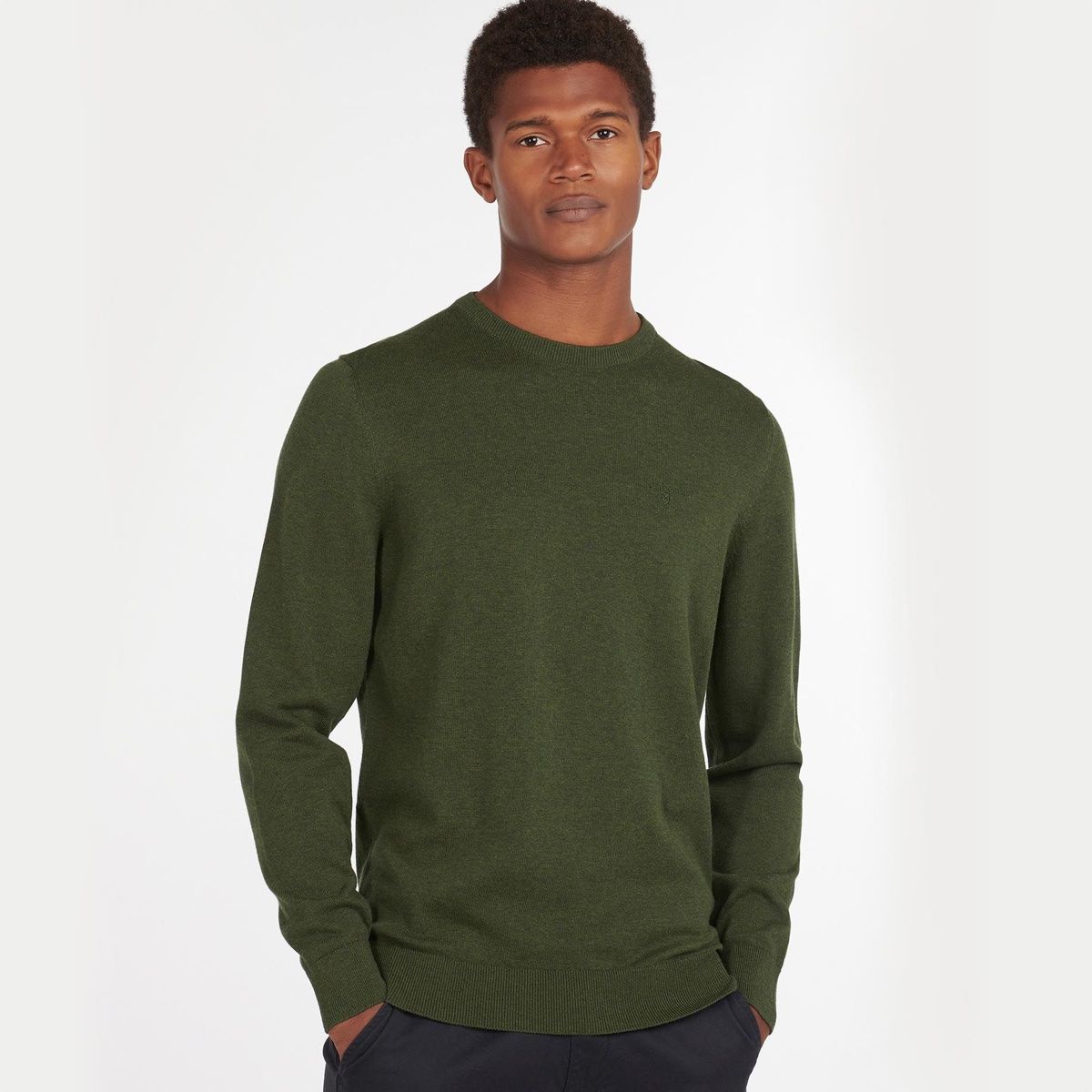 Barbour Pima Cotton Crew Neck Men's Jumper | Rifle Green Marl