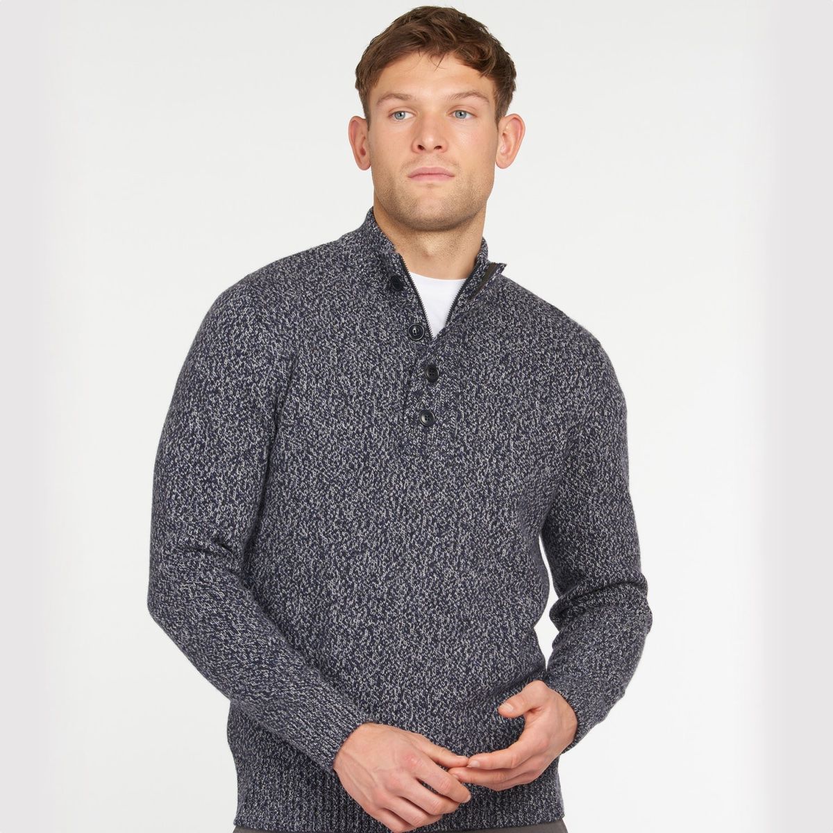 Barbour Sid Half Zip Men's Jumper | Navy Marl