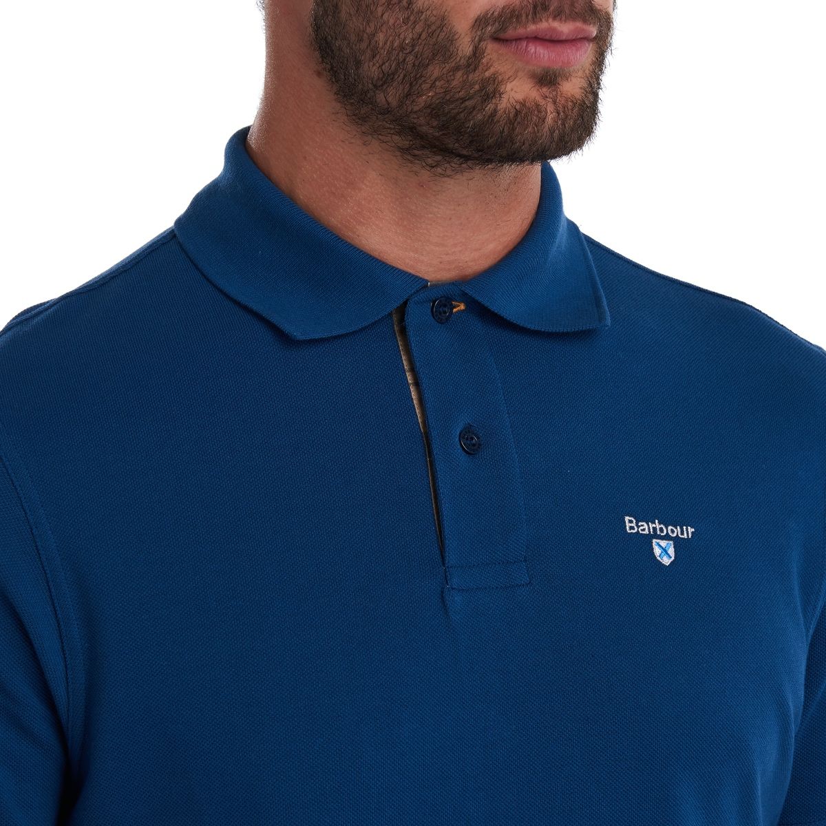 Barbour Tartan Pique Men's Polo Shirt | Deep Blue