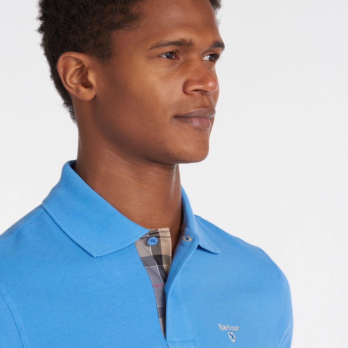 Barbour Tartan Pique Men's Polo Shirt | Delft Blue