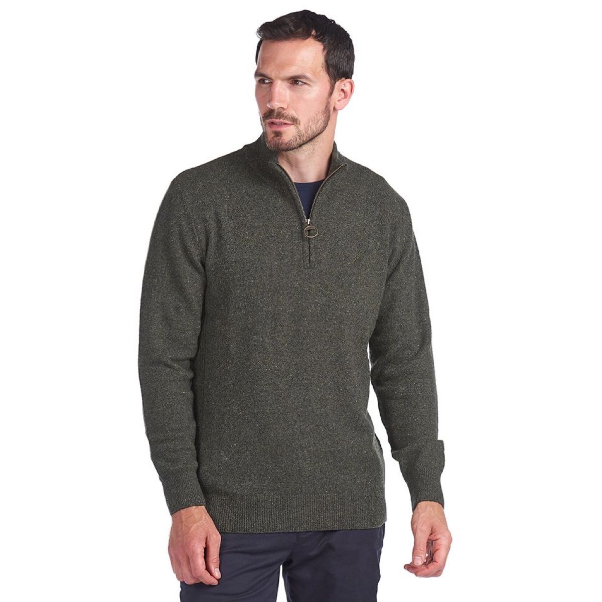 Barbour Tisbury Half Zip Men's Jumper | Dark Seaweed