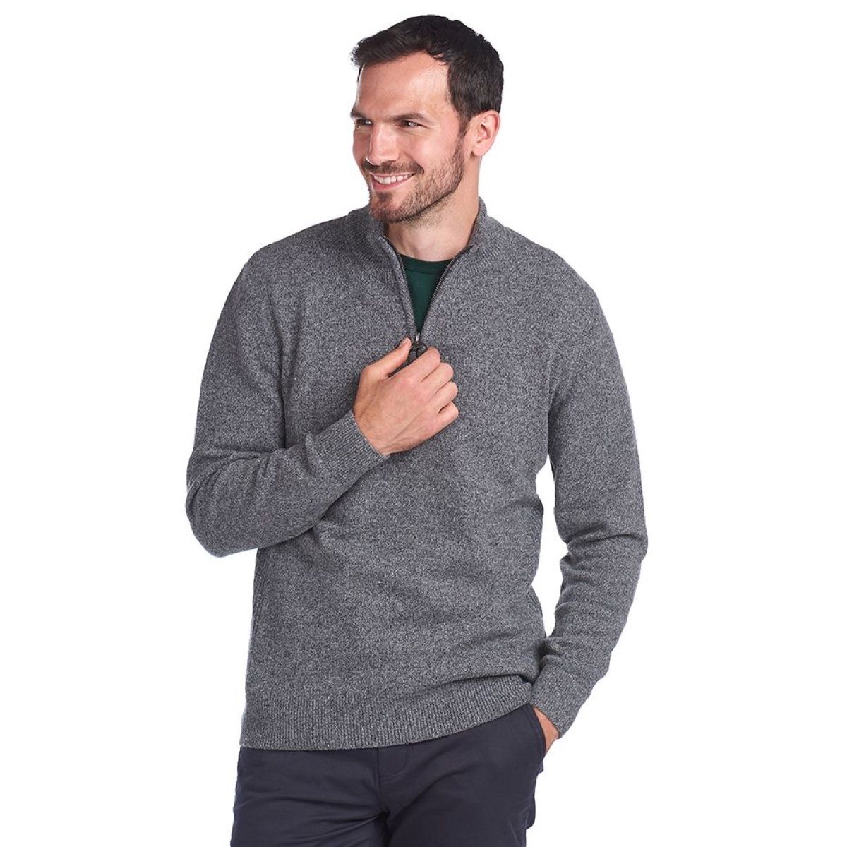 Barbour Tisbury Half Zip Men's Jumper | Grey