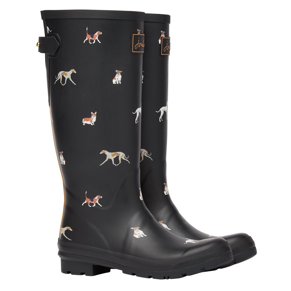 Joules Welly Print Women's Wellingtons | Black Dogs